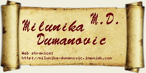 Milunika Dumanović vizit kartica